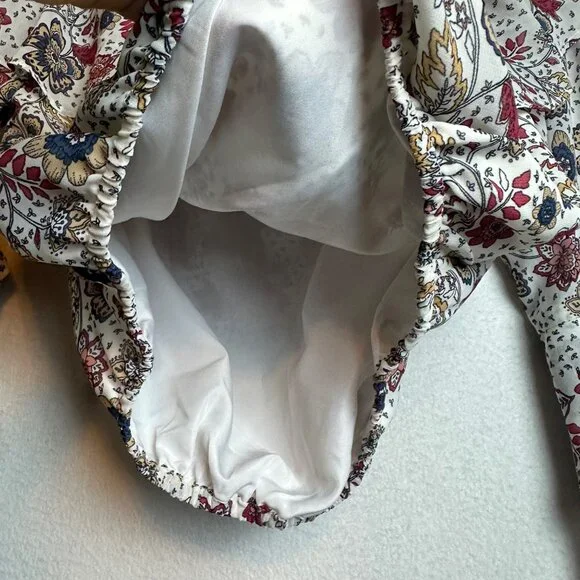 F21 Boho Crop Ruffle Blouse Off Shoulder Top Size Medium Floral Cottage Western - Picture 5 of 11